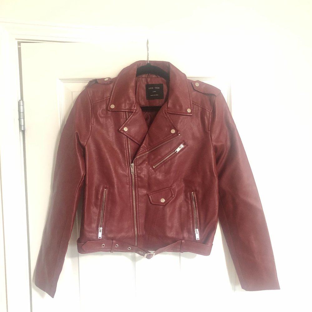 Red Vegan Leather Jacket Size US Medium